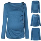 Топы для кормления грудью для женщин Одежда для беременных с длинным рукавом пуговицы синие топы для кормящих матерей Polera De беременada