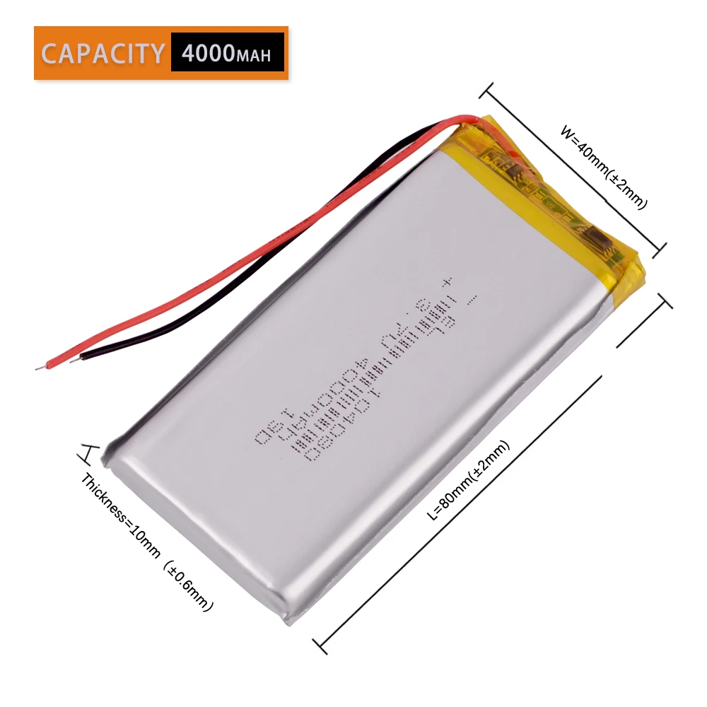 

3.7V 4000mAh 104080 Polymer Lithium LiPo Rechargeable Battery cells Took for colorfly c10 E-Books Power bank Tablet PC DVD on