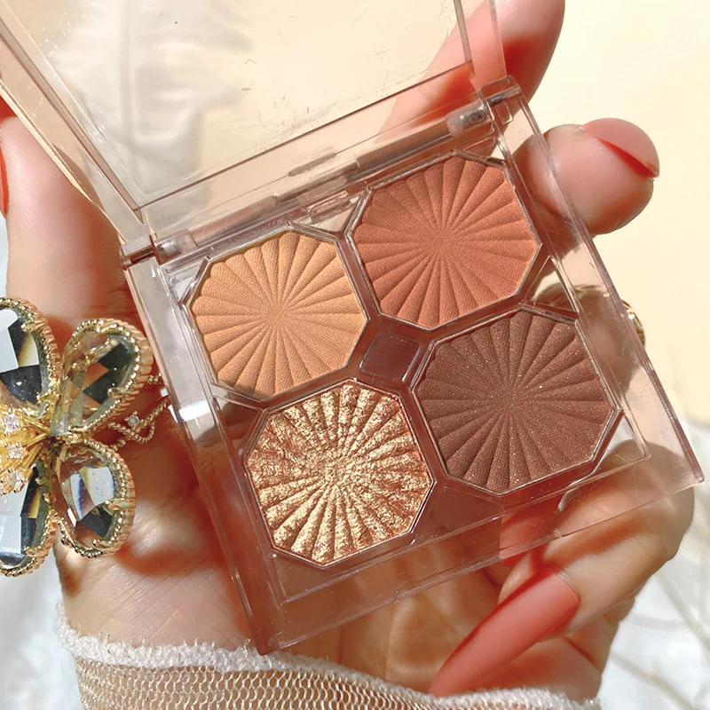 

4 Color EyeShadow Palette Glitter Shimmer Brighten Eye Shadow Maquiagem Cosmetic Eye Makeup Long Lasting Easy To Color TSLM2