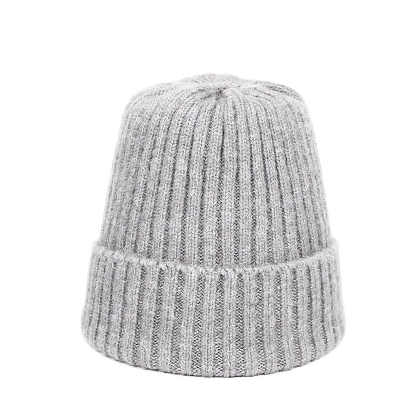 Kids Winter Solid Color Wool Knit Beanie Children Fashion Casual Hat Warm Boy Girl Soft Thicken Hedging Cap Slouchy Bonnet Ski - Цвет: N