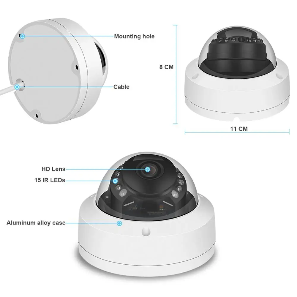 

BESDERSEC 5MP IP Camera Metal Case Outdoor Security Camera CCTV 48V PoE Wired camera ONVIF