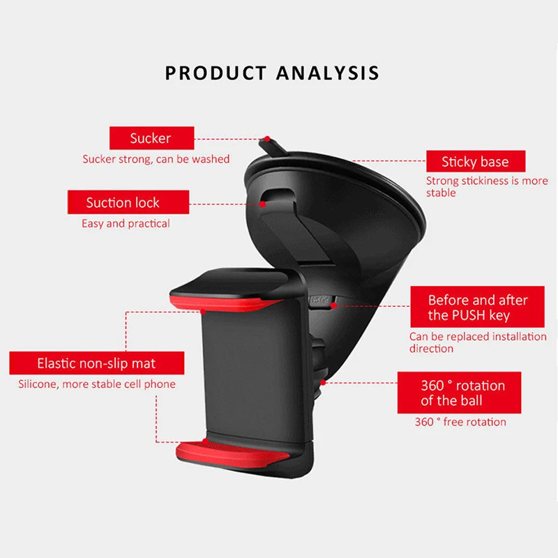 360 Вращающаяся Универсальная автомобильная подставка для телефона с креплением