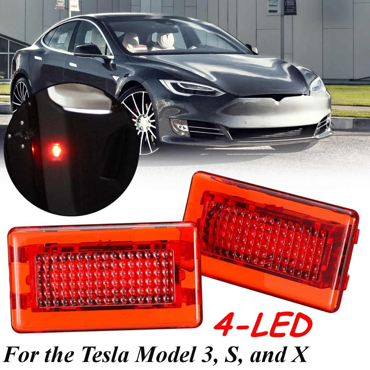 Универсальный для Tesla модель S X 2 шт автомобиль высокой яркости красный светодиод высокой выходной интерьер световая дверная лампа багажник свет аксессуары