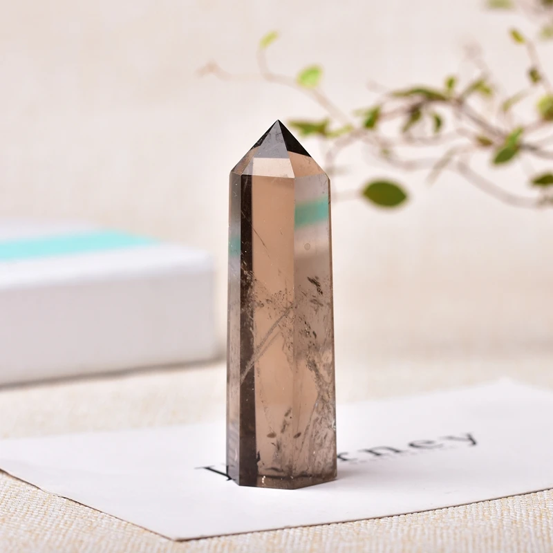 1 шт. натуральный дымчатый кристалл чайный Кристалл Шестиугольная точка колонна