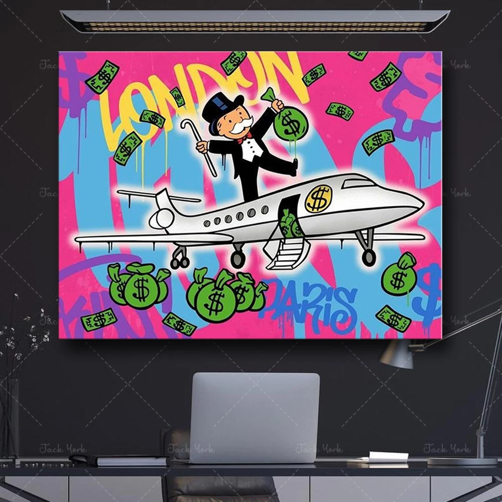 

Original Custom Monopoly Man Acrylic Spray Painting On Canvas Free Shipping