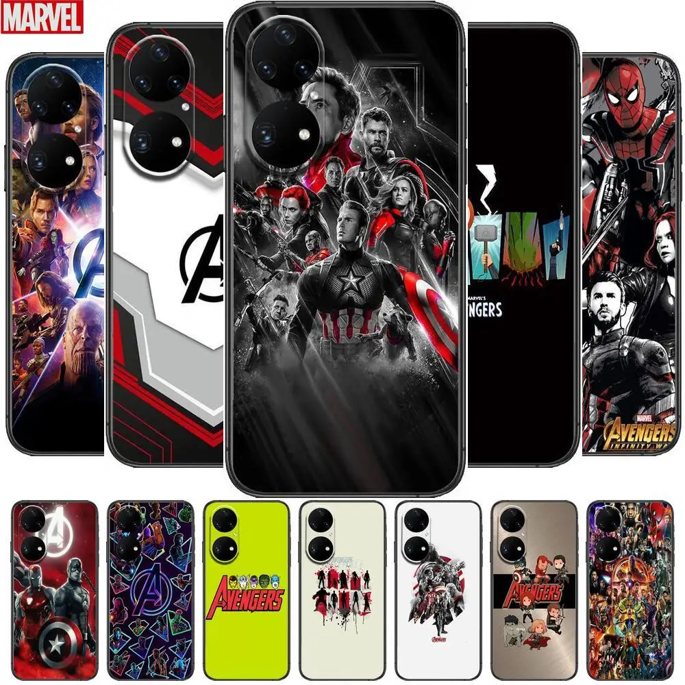

Marvel HD quality Phone Case For Huawei p50 P40 p30 P20 10 9 8 Lite E Pro Plus Black Etui Coque Painting Hoesjes comic fas