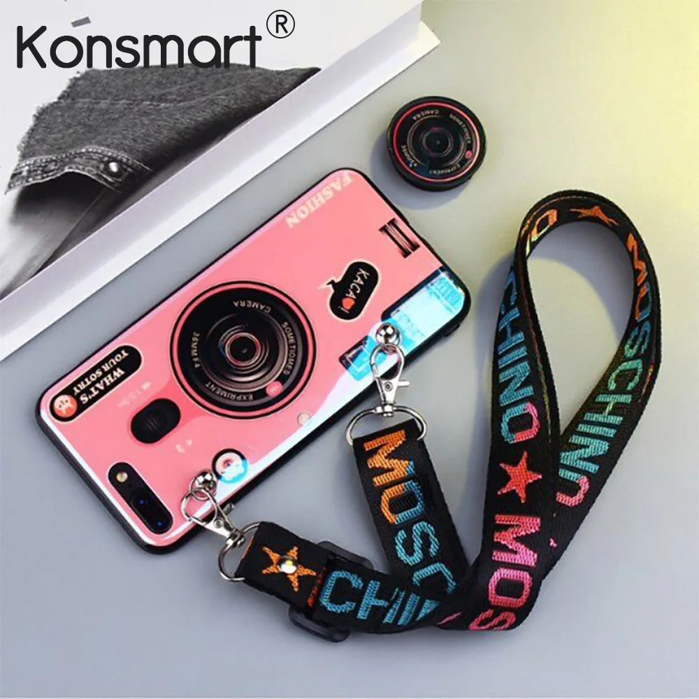 Модный чехол KONSMART для iPhone 7 8 6 6s Plus 5 5S SE мягкий с ремешком подставка iphone