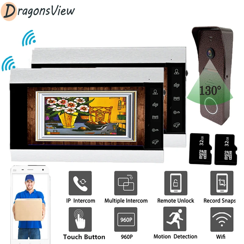 Dragonsview 960P Беспроводной телефон дверной звонок Камера беспроводной видеодомофон