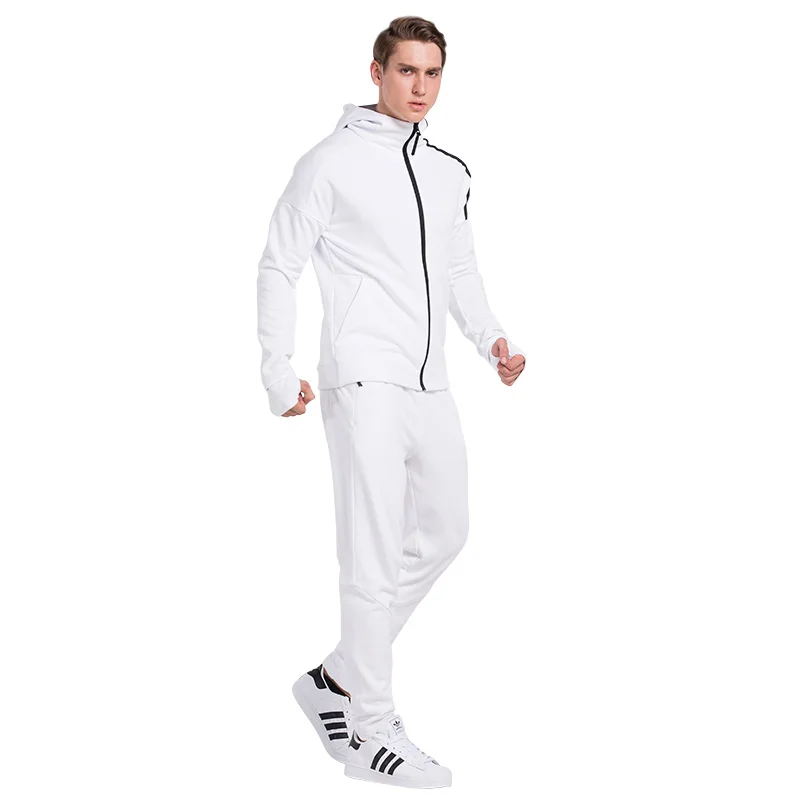 WHITE-MEN VANSYDICAL, мужской осенне-зимний спортивный костюм s, 2 предмета, набор для фитнеса, дышащий, быстросохнущий, хлопок, женский спортивный костюм с рукавами, спортивная одежда - Цвет: WHITE-MEN