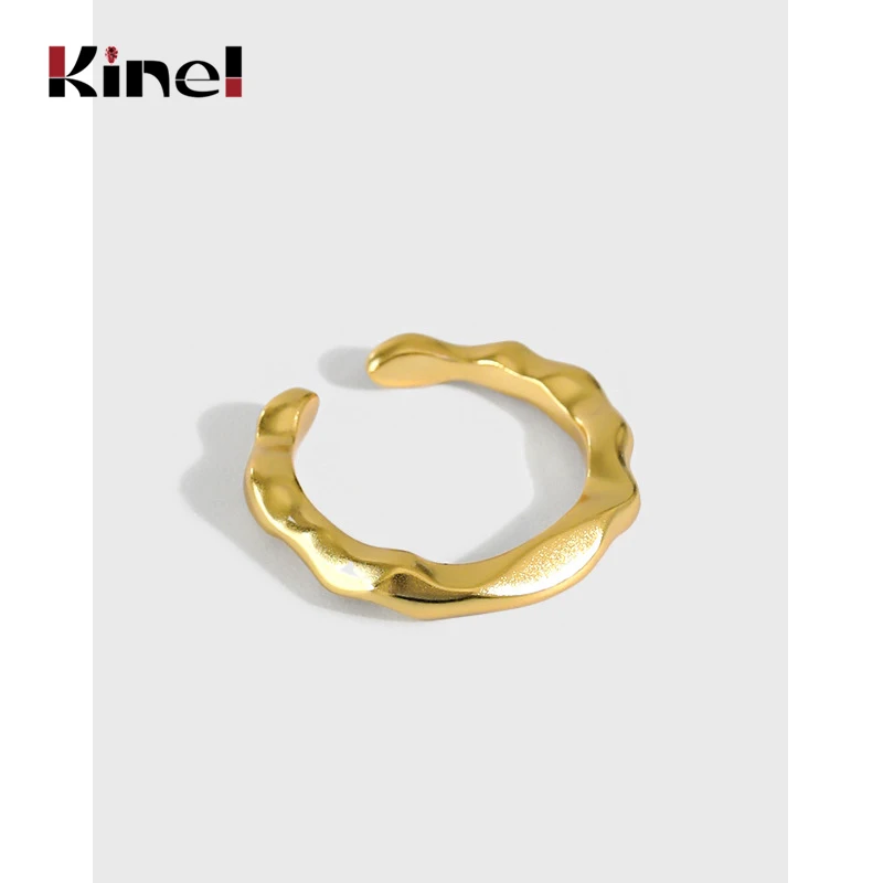 

Открытые Кольца Kinel из серебра 100% пробы для женщин, минималистичные нестандартные Позолоченные ювелирные изделия из 18-каратного золота, биж...