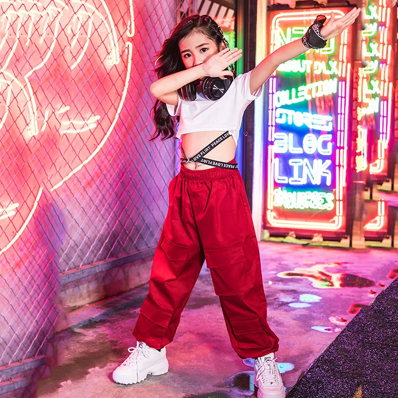 Модный танцевальный костюм для девочек наряд хип хоп и Рейв уличная танцевальная