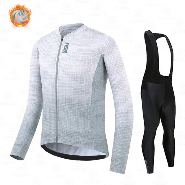 

Winter Fleece NSR Profession Team Cycling Jersey Set Ropa Ciclismo 19D GEL Cushion Triathlon Mountian Bicycle Clothing Suit