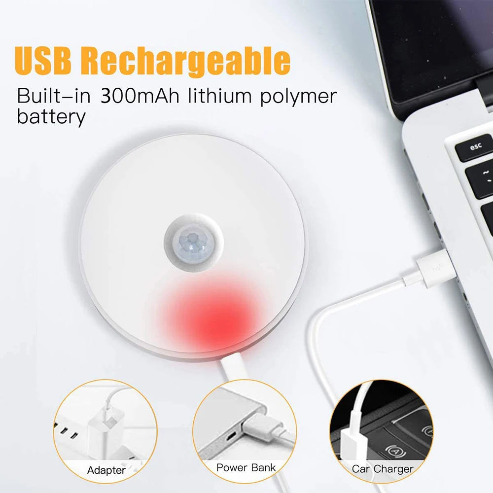 

USB Rechargeable LED Motion Sensor Night Light Bedroom Wall Lamp for Kids Rooms Stairs Cabinet Decoration