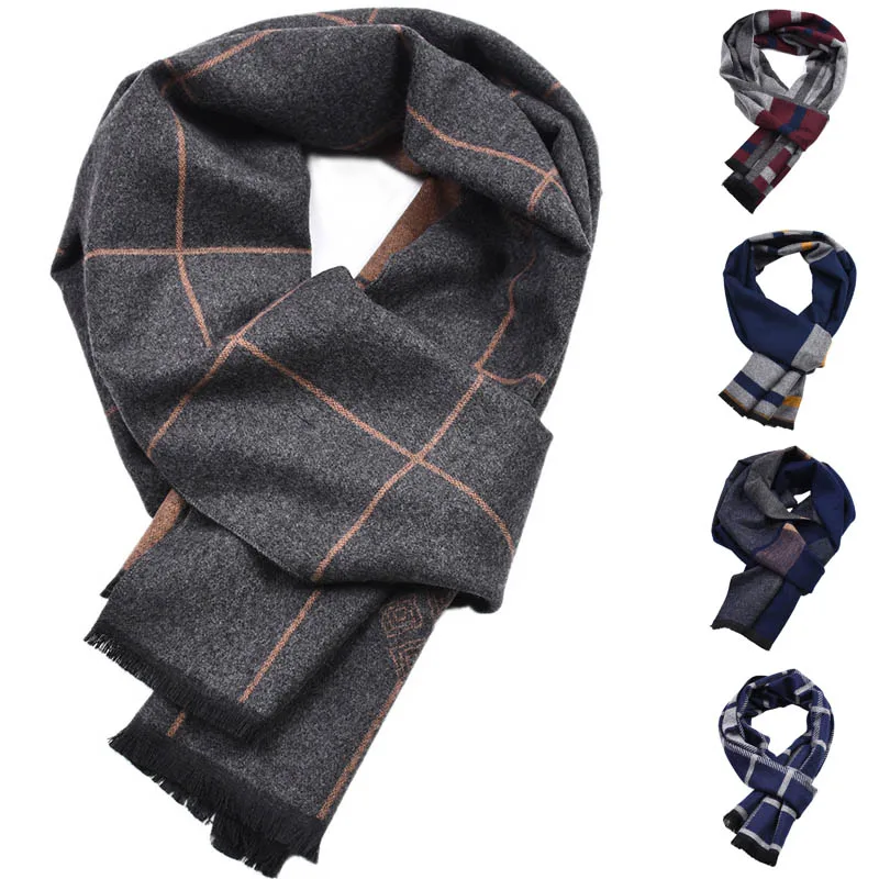 Fashion Men Scarves Autumn Winter casual Male Warm Scarf Luxury Plaid Stripes Cravat High Quality Long Neckercheif 180*30cm Gift |