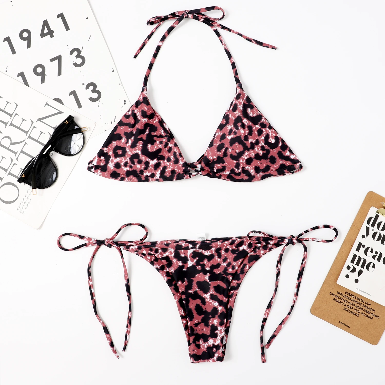 

2021 Two Piece Swimsuit For Women Leopard Print Sexy Halterneck Swimsuit Swimwear Beachwear Swimsuit Pool Party Bikini