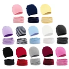 2 шт. осень-зима теплый детский набор из шапки и шарфа однотонная Цвет кепки для мальчиков и девочек, хлопок, 97BC