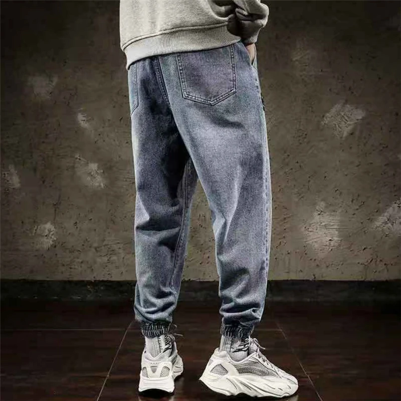 Harem Jeans Men Pants Trendy Male Streetwear Jogging Pants Outdoor Loose Trousers Casual Comfort Washed Denim Jeans 2021 New