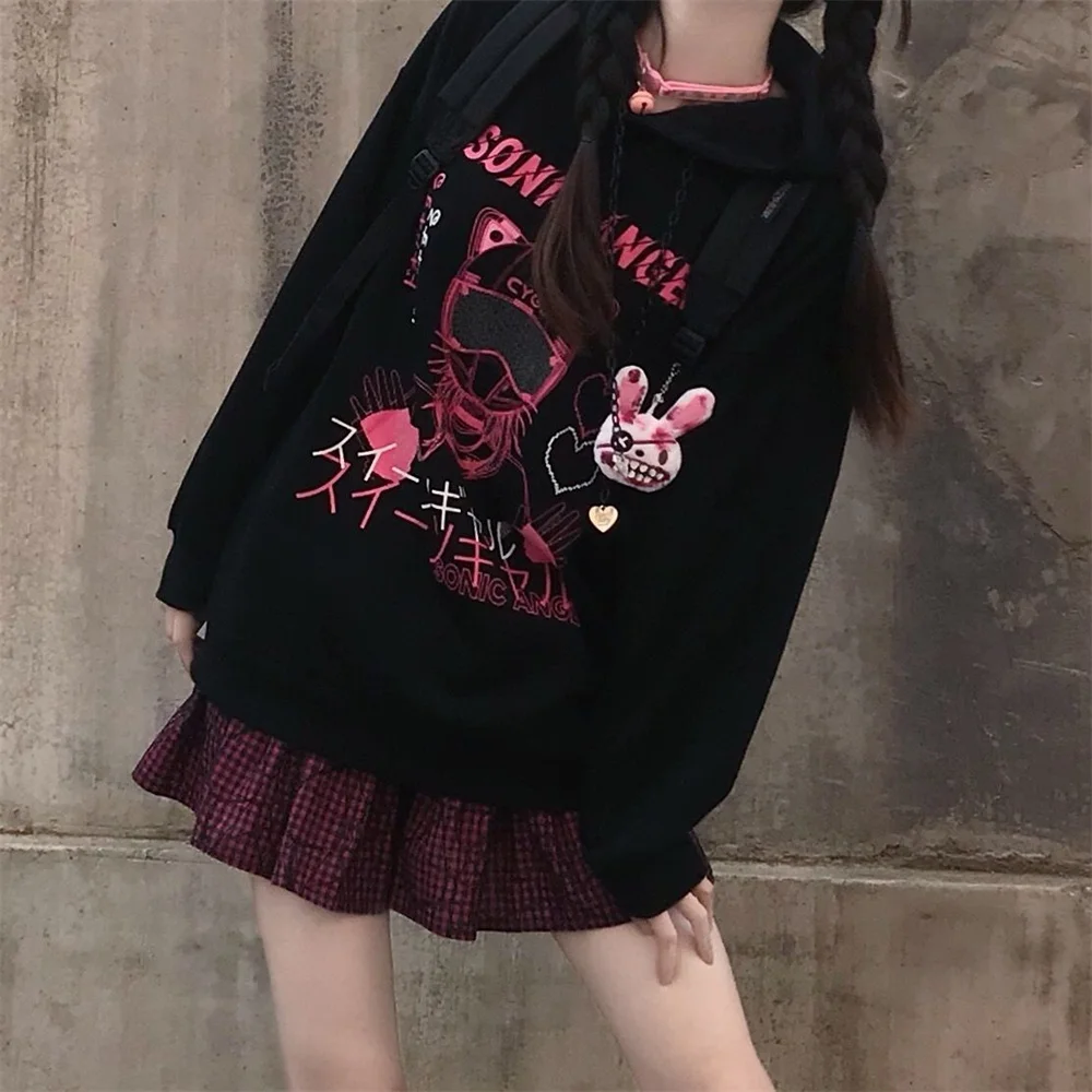 

Harajuku Kawaii Hoodies Women Autumn Winter Kpop Long Sleeve Y2k Sweatshirts Japanese Style Anime Hoodie Hip Hop Outwear Korean