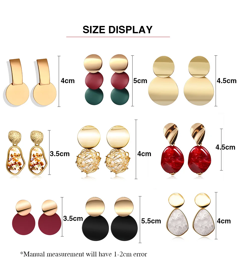 X& P Новые массивные Висячие серьги для женщин модные золотые серьги акриловые геометрические красные висячие серьги Свадебные ювелирные изделия Brinco