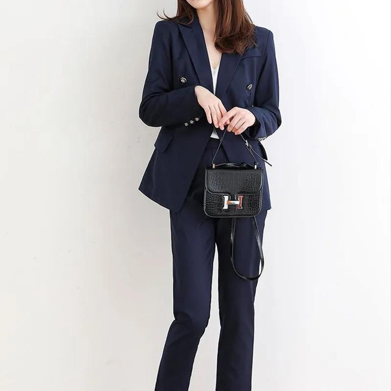 

HziriP 2021 New Fashion Female Blazer Pants Suit OL Elegant OL Business Wear Blazers + Pants Suits 2 Piece Set Women Clothing