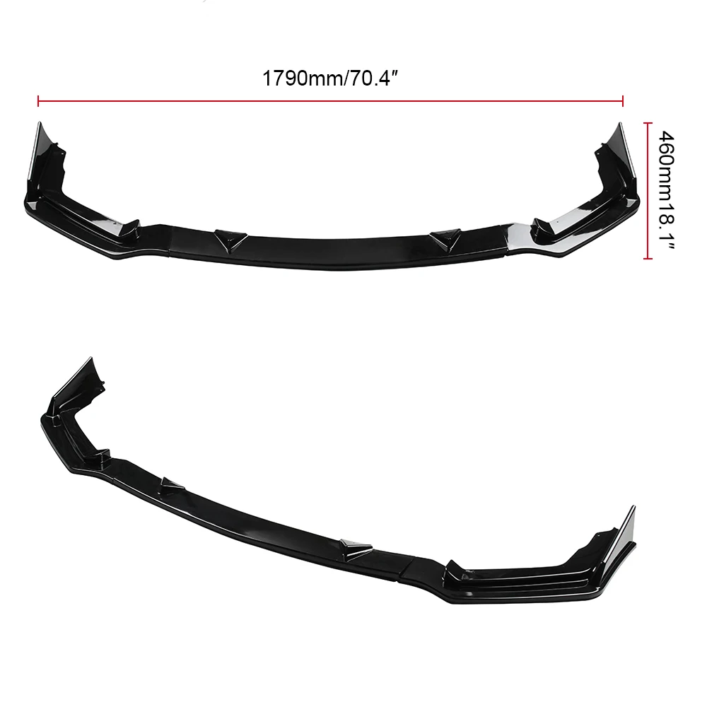 3 шт передний бампер яркий черный PP подбородок спойлер разветвители защита