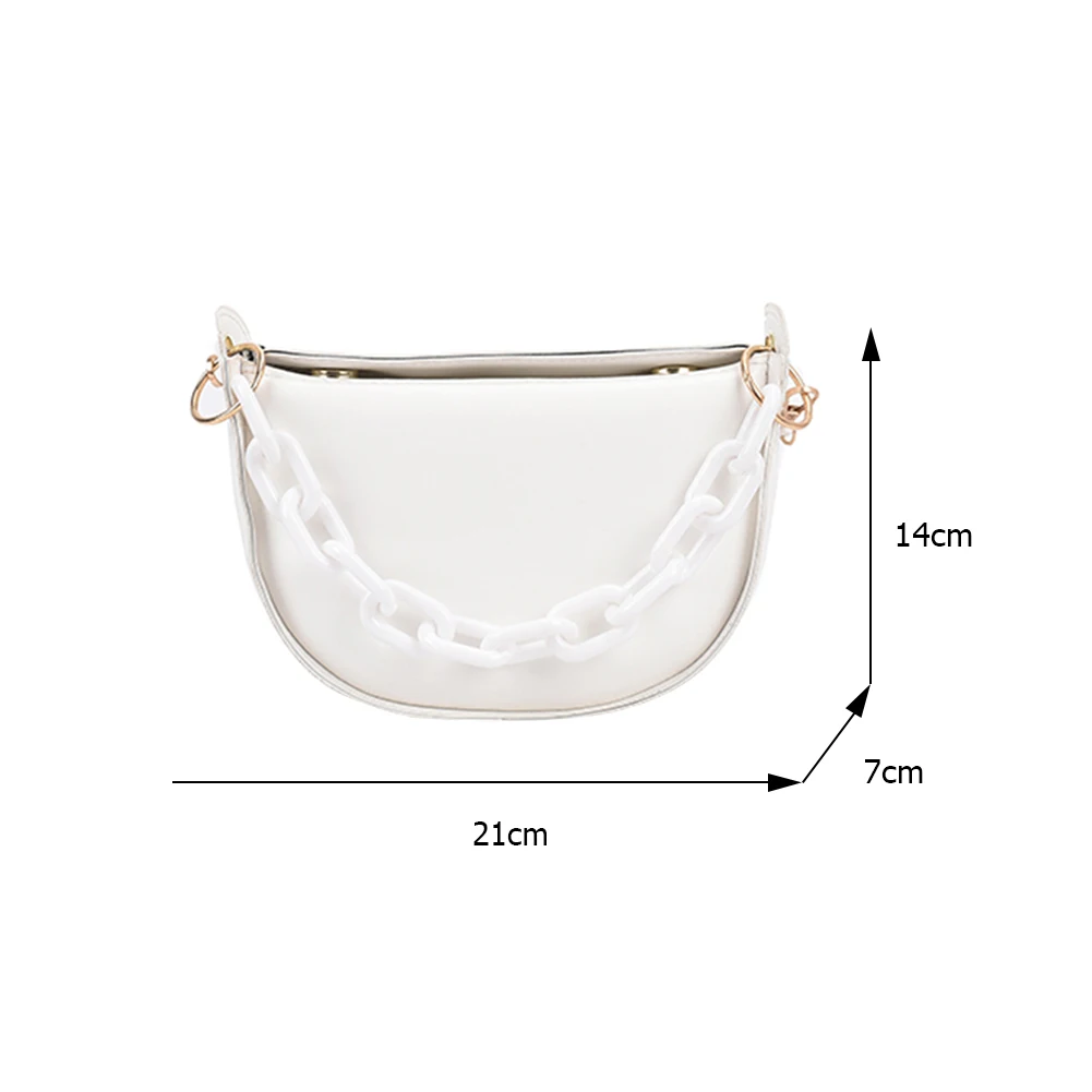

Fashion Women PU Leather Semicircle Crossbody Bags CCasual All-matchShoulder Messenger Pouch Ladies Thick Chain Small Handbags