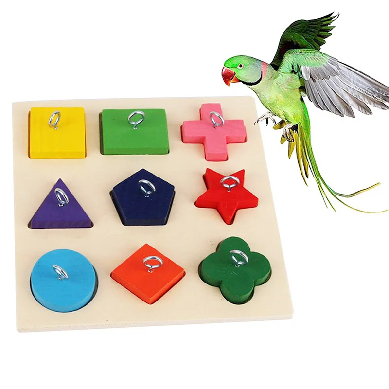 

Parrot Training Toy 9 Grid Wooden Blocks Educational Toys Parrot Interactive Training Colorful Wooden Block Toy Bird Supplies