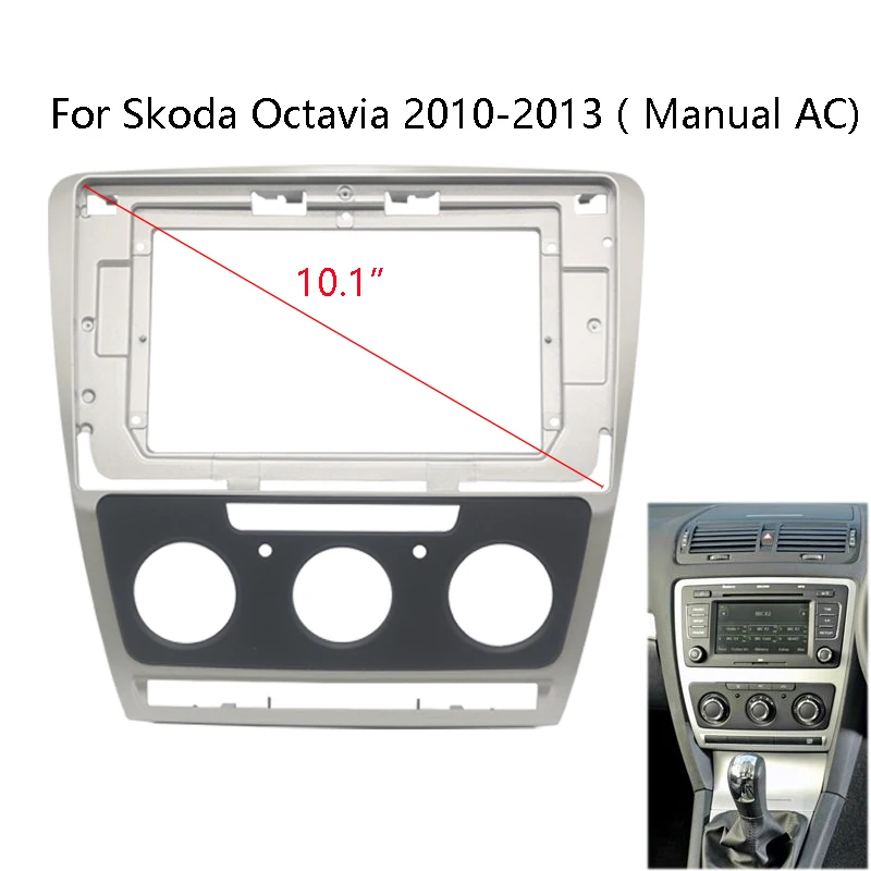 

Car Radio Fascia for Skoda Octavia 2010-2013 Manual AC 2 DIN Center Console DVD Refitting Panel Dash Bezel Audio Frame Kit