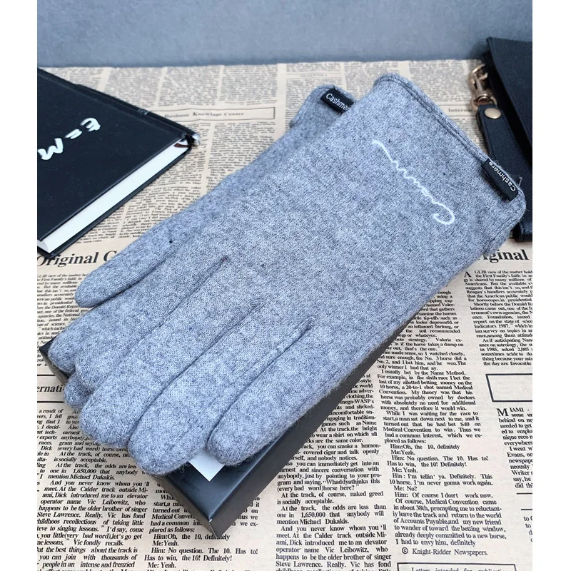 Шерстяные перчатки мужские зимние плюс бархатные толстые теплые для езды на