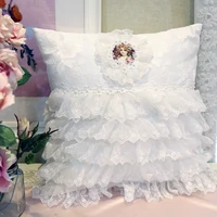 european 4545cm back cushion pillow princess waist pillow lace hold pillow sofa back cushion pillowcase for home decoration