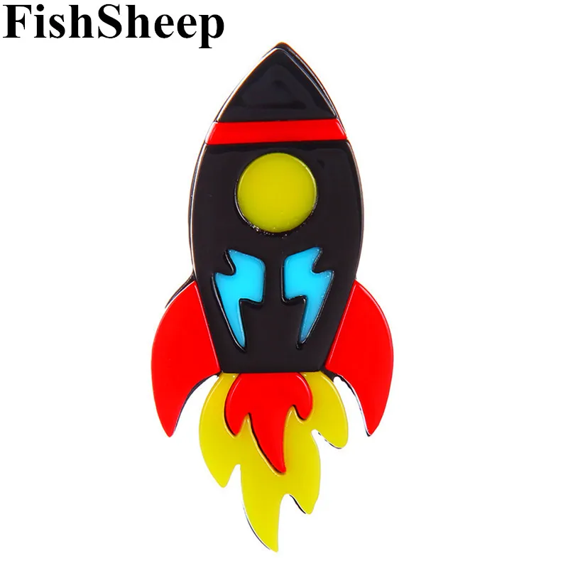 FishSheep Симпатичные Акриловые броши в виде ракеты Заколки для женщин и детей из