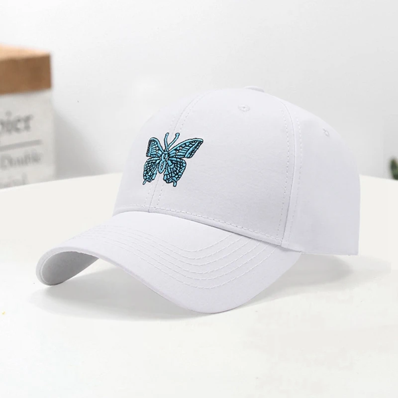 

2020, хлопковая бейсболка унисекс в стиле Харадзюку, с вышивкой бабочки, с потертостями