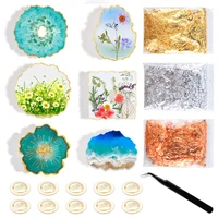 coaster resin silicone molds irregularwavy edge cup mat resin mold gold foil flakes dried flowers for diy coaster mat decoration