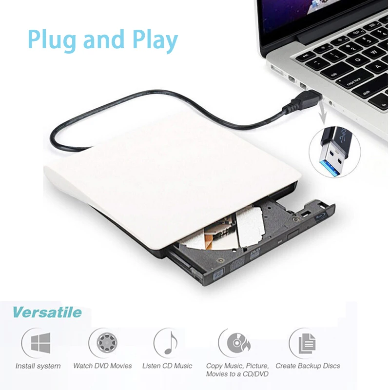 KuWFi Внешний USB 3 0 диск CD RW DVD ROM горелки dvd плеер Портативный компакт дисков
