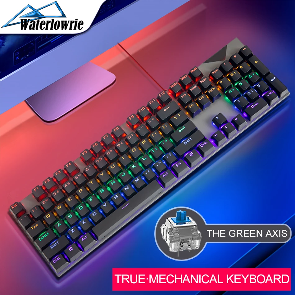 

Gamer RGB Mechanical Keyboard 104 Keys USB Wired LED Backlit Blue Axis Gaming Mechanical-Keyboard For Macbook Desktop PC