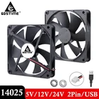 2 шт. Gdstime 14025 DC 5V 12V 24V 2Pin USB 140x140x25 мм ПК процессор компьютер бесщеточный чехол охлаждающий вентилятор 14 см 140 мм кулер для шкафа