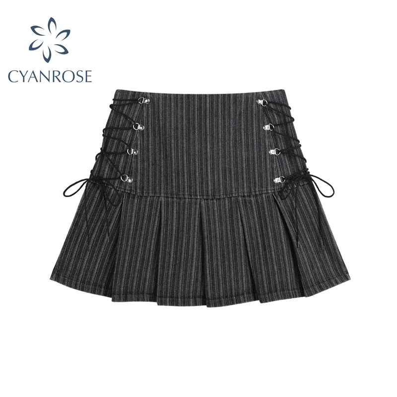 Y2k плиссированная юбка для женщин сексуальная с завышенной талией СИД серое