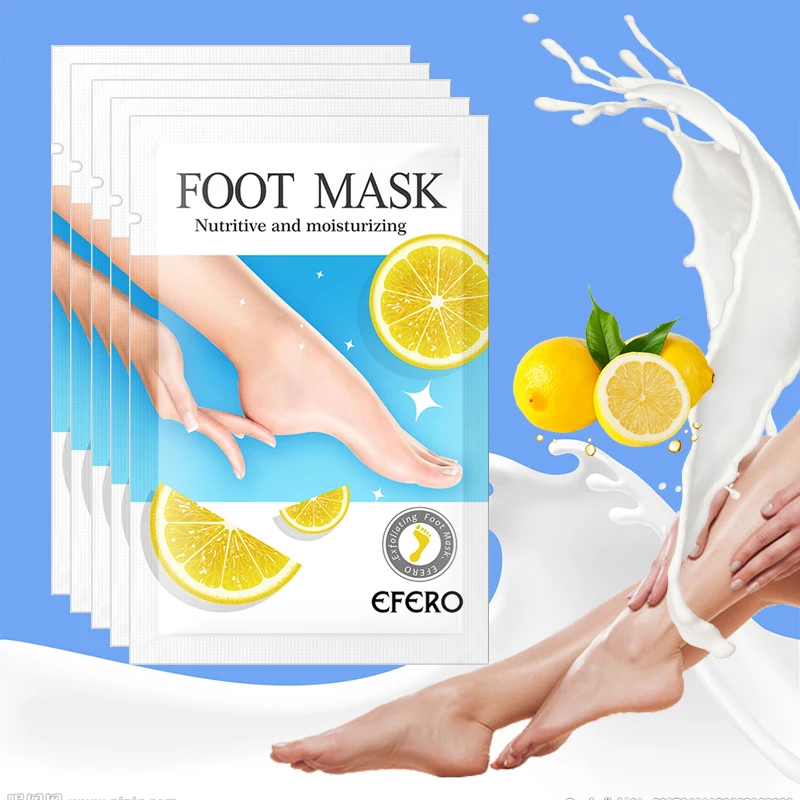 

EFERO 6Packs Lemon Foot Mask Moisturizing Exfoliating Remove Dead Skin Pedicure Socks Whitening Anti-drying Foot Peeling Mask