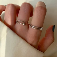 popular style metal wire geometric rings hot sale bead irregular shape silvery plating finger rings for women party wedding gift