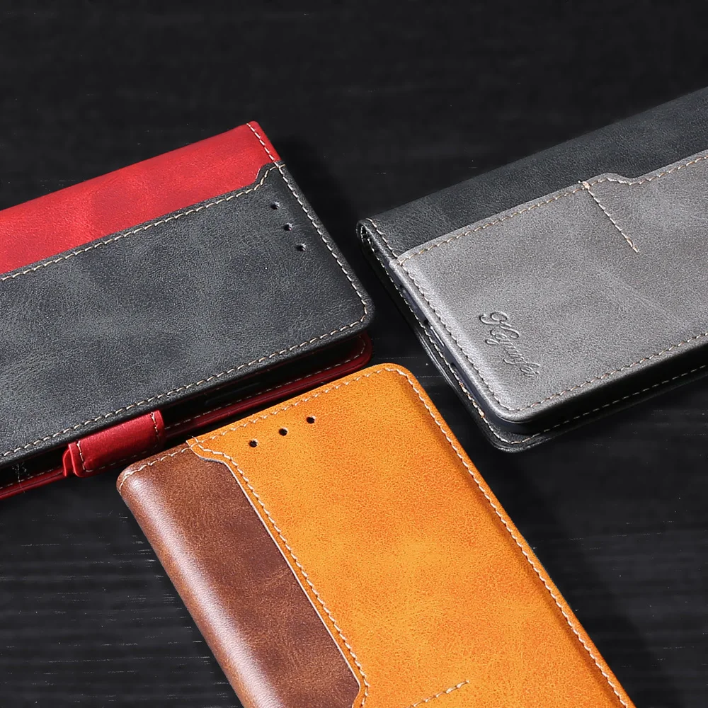 

Leather Case For Blackview A80/A80 Pro Cover Contrast Color Flip Wallet Flip Magnetic Leather Holster Case Retro Leather case