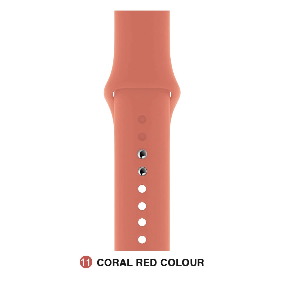coral red color Мягкий силиконовый сменный спортивный ремешок для Apple Watch версии 4, 3, 2, 1, 42 мм, 38 мм, браслет на запястье, ремешок для iWatch 4, 40 мм, 44 мм, спортивный - Цвет ремешка: coral red color