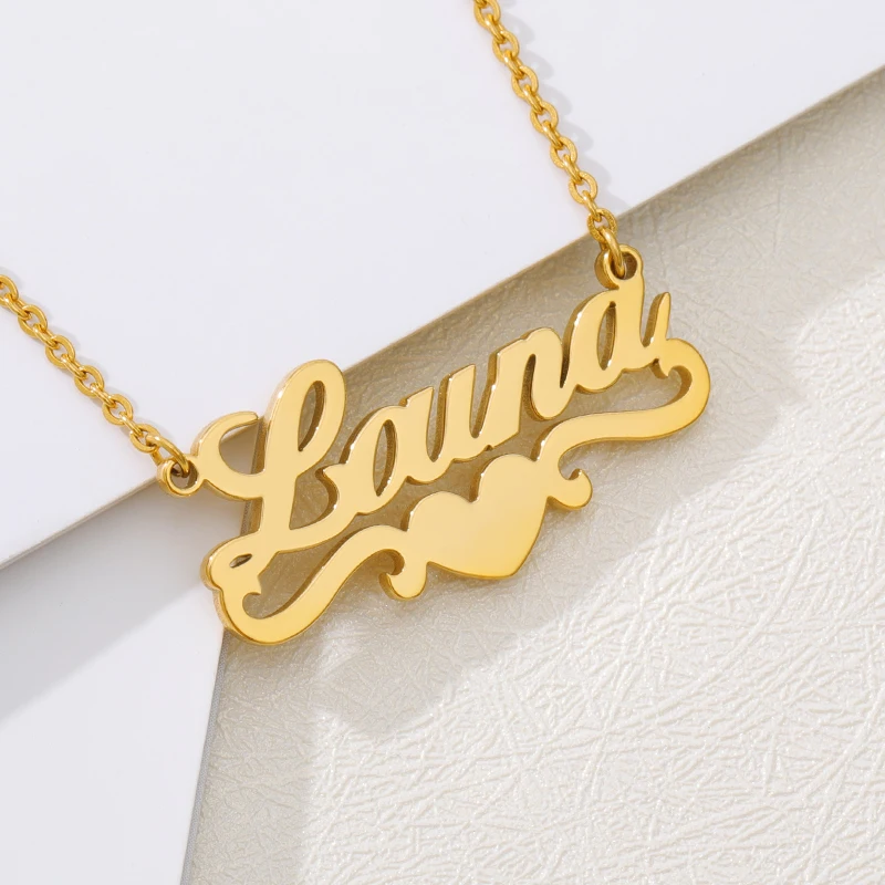 Custom Name Pendant Necklace Cursive Arabic Crown Heart Script Handwriting Nameplate Stainless Steel Personalized Birthday Gift | Украшения