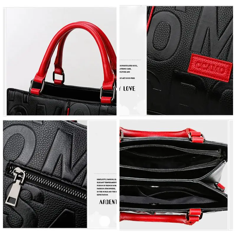 

Embossed Letters Women Handbag Large Capacity Shoulder Crossbody bags for women Top-handle Women's bag Big Size Shopper bag 2021