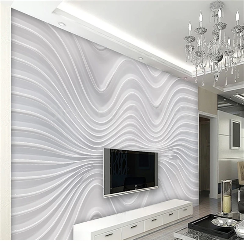 

Custom Mural Wallpaper 3D Relief Wavy Curve Stripes Living Room TV Background Wall Painting