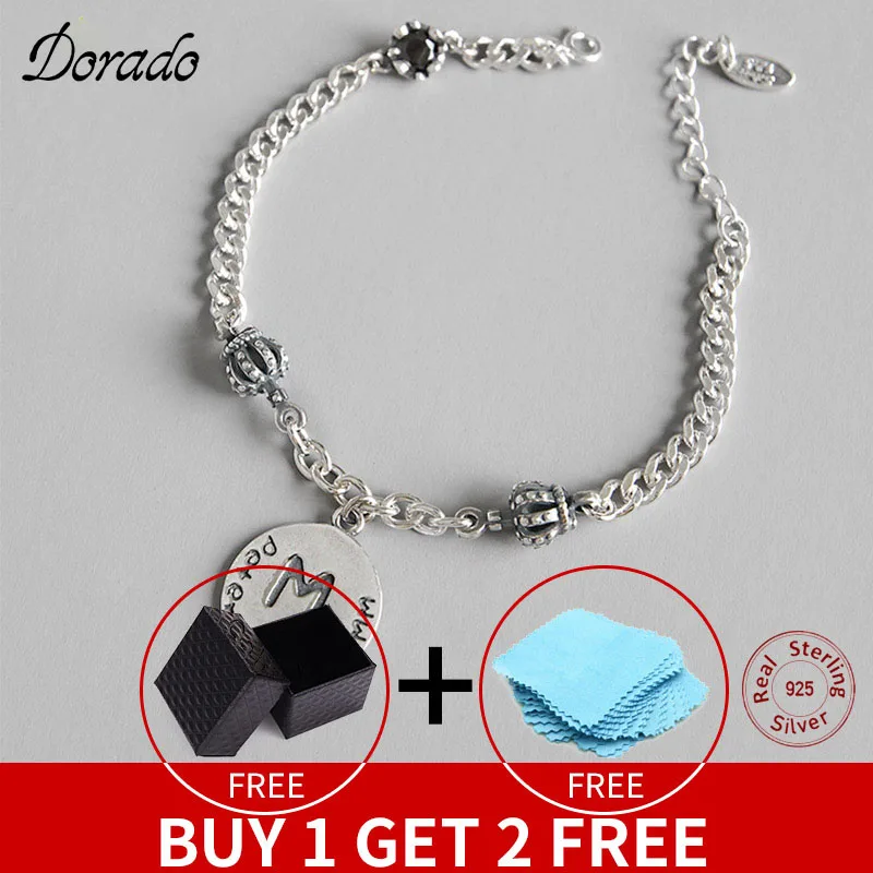 Женский винтажный браслет ручной работы цепь корона из стерлингового серебра 925