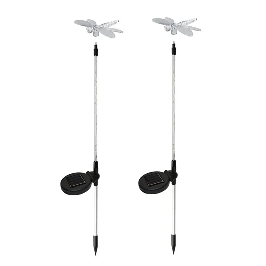 

2Pcs Multicolor led Solar Stake Lights Outdoor Dragonfly/Butterfly Lawn Lamps Outdoor Garden Lawn Landscape Pathway Lights