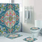Этнический индийский цветочный медальон Пейсли, набор занавесок для душа с мандалой, винтажные арабские декоративные занавески для ванной комнаты, коврики для ванной