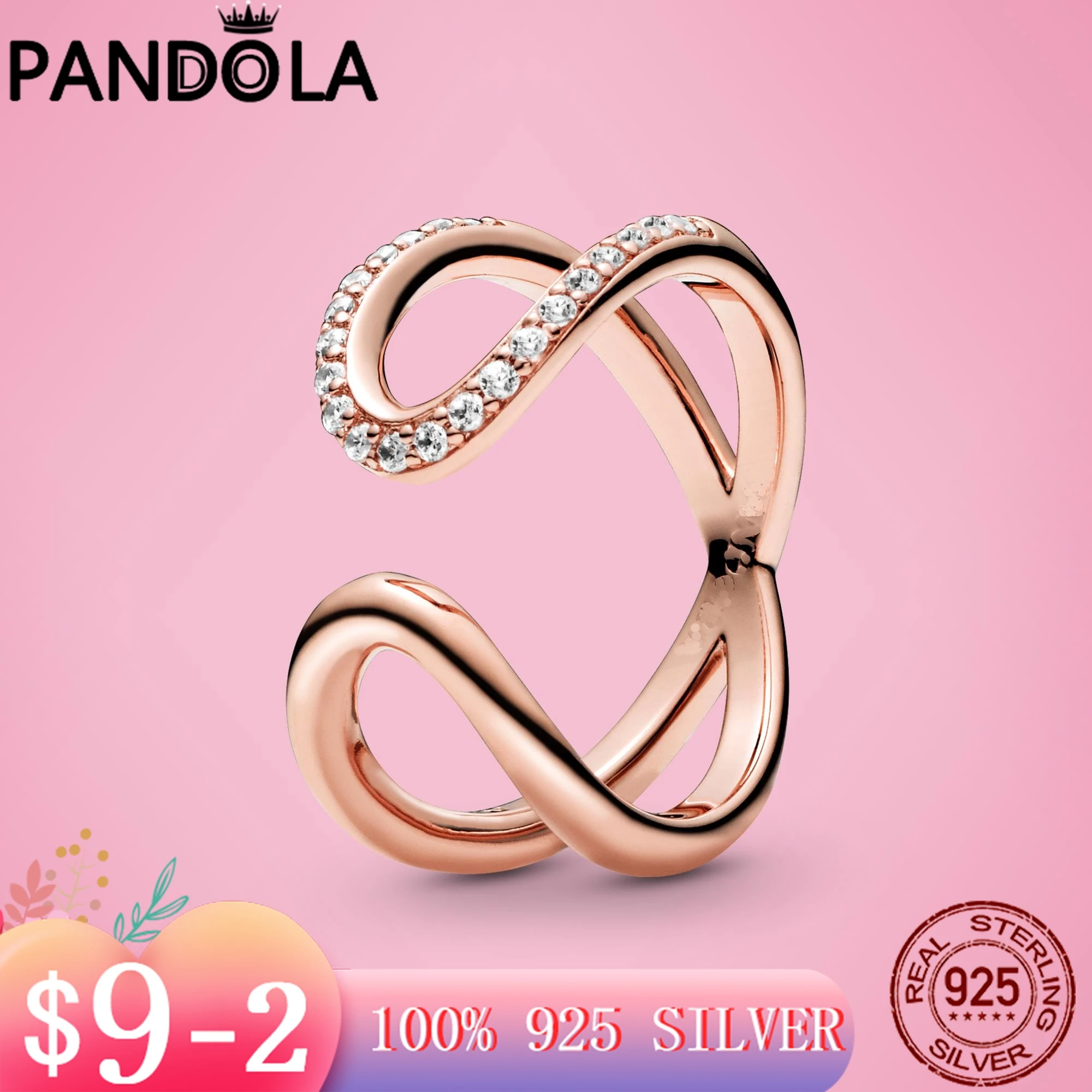 

Женское Открытое кольцо в виде знака бесконечности, серебро 2021 пробы, 925