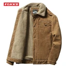 Мужская винтажная Вельветовая куртка FGKKS, однотонная Толстая куртка в Корейском стиле, уличная модная куртка в стиле хип-хоп для осени и зимы