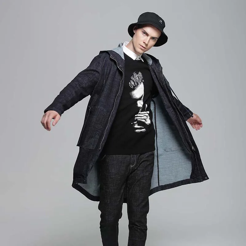 2019 джинсовые куртки мужские крутые бойфренды стиль с длинным рукавом ВИНТАЖНАЯ
